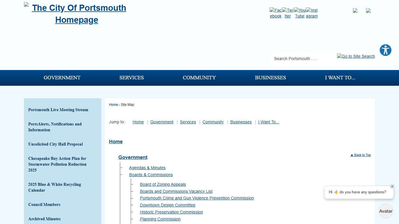Site Map • Portsmouth, VA • CivicEngage